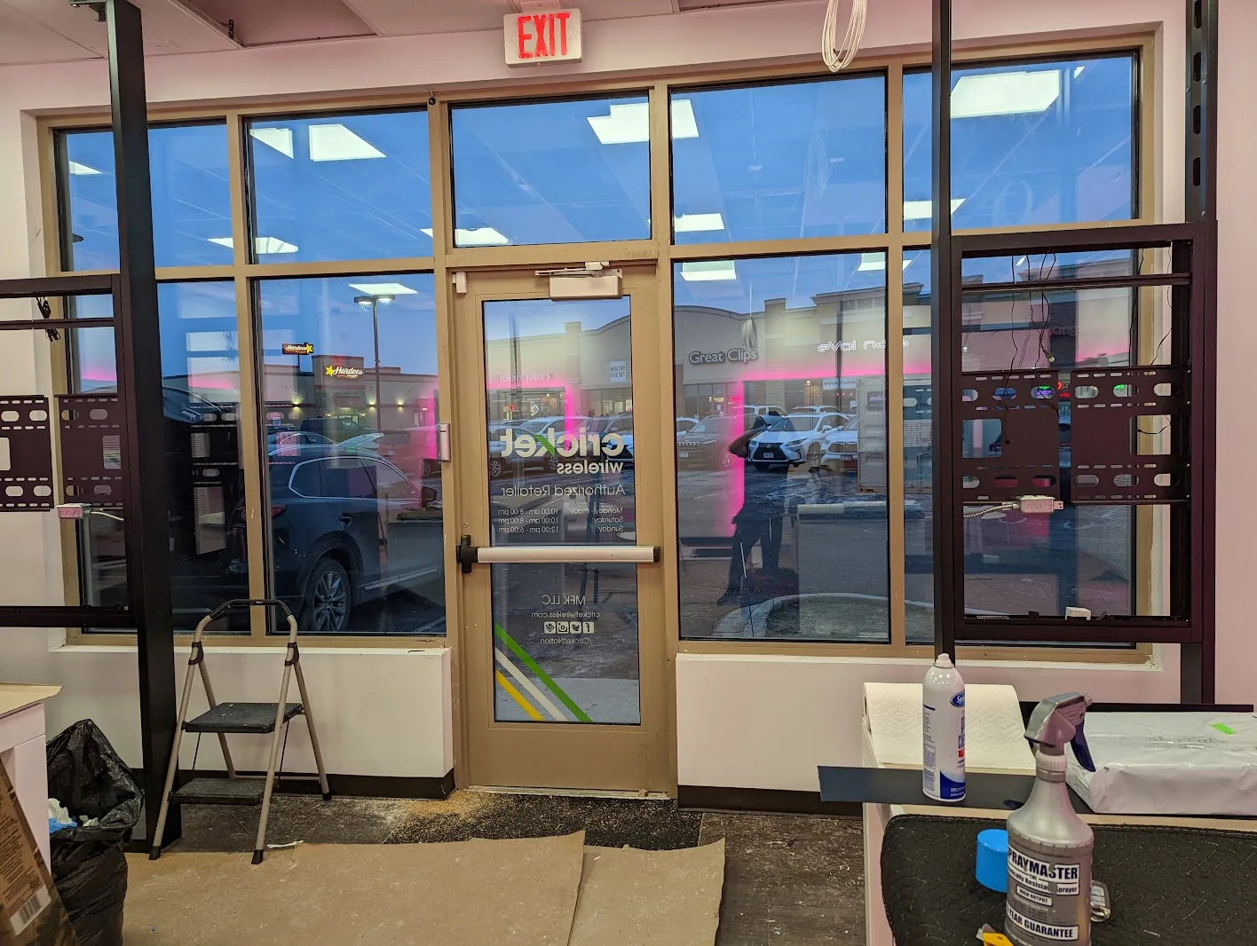 Glass entry vestibule doors with security window film