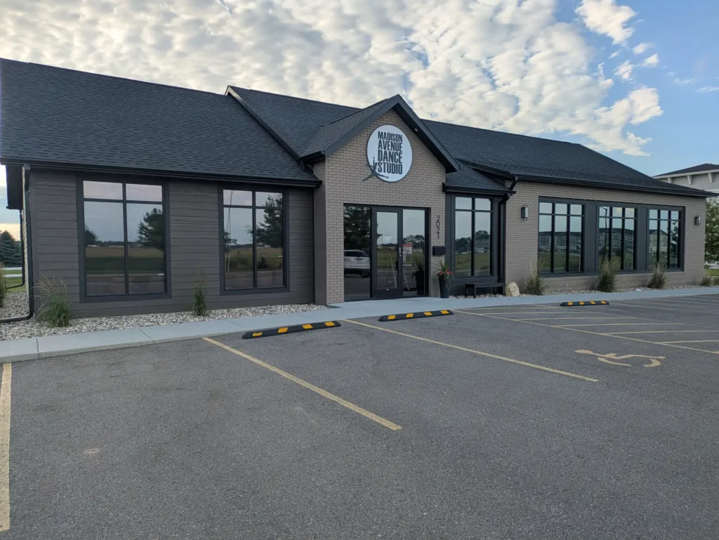Dance studio storefront with privacy window film on its front windows in Brookings, SD